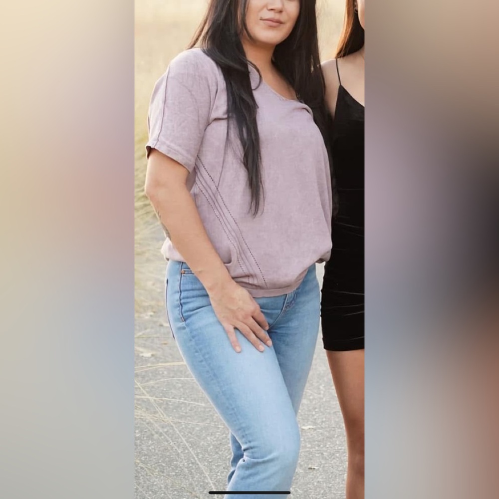 M.Rena Medium Oversized Off Shoulder Thick Top Knit Detail Distressed Blouse